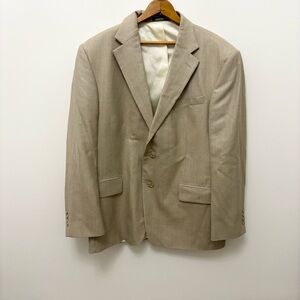 Vintage Oscar De La Renta Tan Beige Blazer Sport Coat Wool Silk Casual 44 Khaki